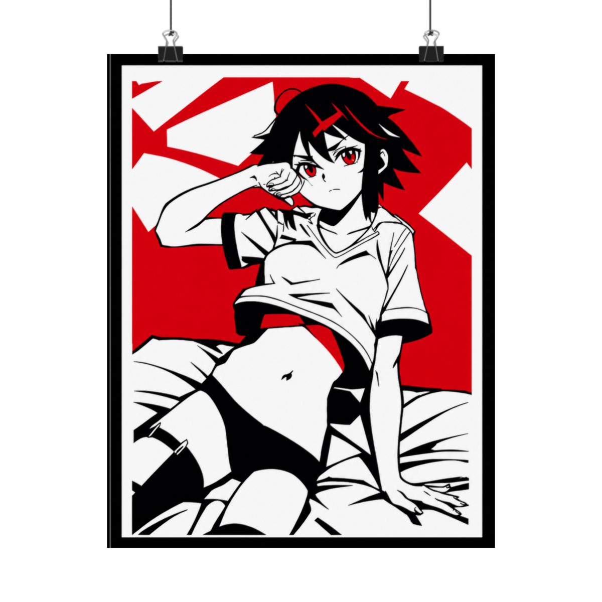 Ryuko from Kill la Kill Minimal Design T-Shirts in Red Black and White - alternate angle 4, merchandise