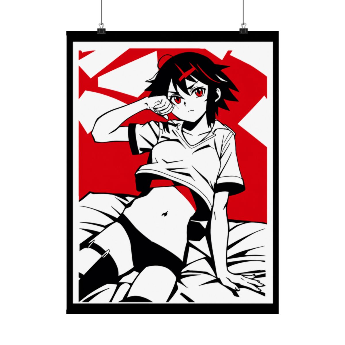 Ryuko from Kill la Kill Minimal Design T-Shirts in Red Black and White - alternate angle 1, merchandise